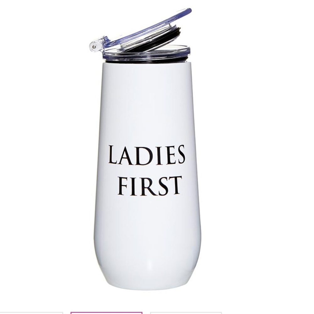 2 x Champagne Tumblers w/lid, stainlesss steel 12 oz, “Ladies First”